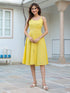 Yellow Pure Cotton Solid A-line Dress