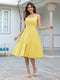 Yellow Pure Cotton Solid A-line Dress