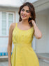 Yellow Pure Cotton Solid A-line Dress
