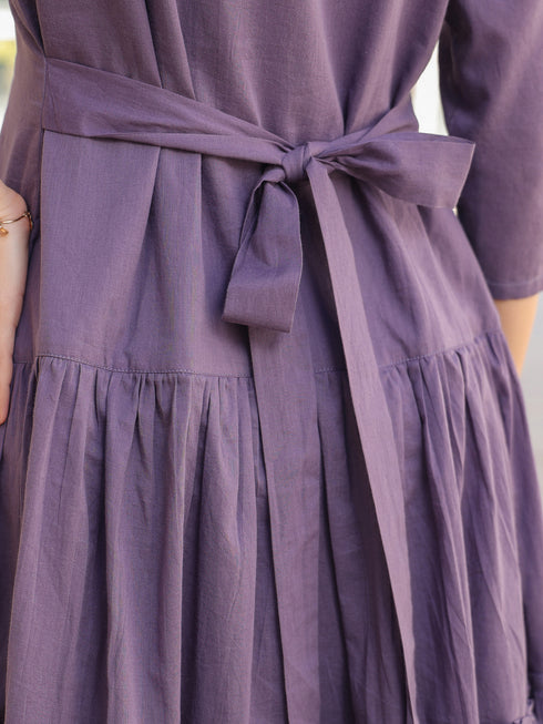 Lavender Pure Cotton Tiered Dress