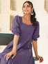 Purple Pure Cotton Solid A-line Dress