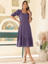 Purple Pure Cotton Solid A-line Dress