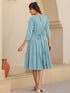 Light Blue Pure Cotton Solid Tiered Dress