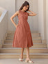 Rust Cotton Solid A-line Dress