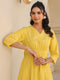 Yellow Cotton Solid A-line Dress