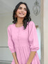 Light Pink Pure Cotton Solid Tiered Dress