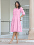 Light Pink Pure Cotton Solid Tiered Dress