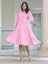 Light Pink Pure Cotton Solid Tiered Dress