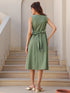 Green Cotton Solid A-line Dress