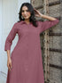 Mauve Cotton Solid A-line Dress