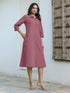 Mauve Cotton Solid A-line Dress
