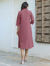 Mauve Cotton Solid A-line Dress