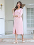 Pink Cotton Solid A-line Dress