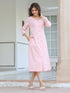 Pink Cotton Solid A-line Dress
