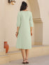 Mint Green Cotton Solid A-line Dress