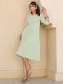 Mint Green Cotton Solid A-line Dress