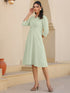 Mint Green Cotton Solid A-line Dress