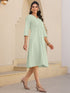 Mint Green Cotton Solid A-line Dress