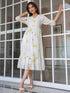 White Georgette Floral Printed Tiered Dress