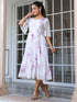White Georgette Floral Printed Fit & Flare Dress