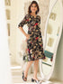 Black Rayon Floral Printed A-line Dress