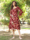 Maroon Rayon Floral Printed A-line Dress
