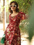 Maroon Rayon Floral Printed A-line Dress