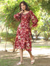 Maroon Rayon Floral Printed A-line Dress