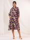 Janasya Women's Purple Rayon Floral Printed A-line Dress