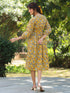 Yellow Pure Cotton Floral Printed A-line Dress