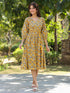 Yellow Pure Cotton Floral Printed A-line Dress