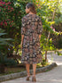 Black Pure Cotton Floral Printed A-line Dress