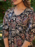 Black Pure Cotton Floral Printed A-line Dress