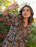 Black Pure Cotton Floral Printed A-line Dress