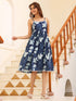 Indigo Pure Cotton Floral Printed Fit & Flare Dress