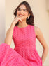 Pink Pure Cotton Schiffli Fit & Flare Dress