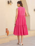 Pink Pure Cotton Schiffli Fit & Flare Dress
