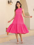 Pink Pure Cotton Schiffli Fit & Flare Dress