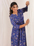 Janasya Women's Blue Georgette Floral Printed A-line Dress
