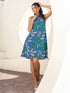Indigo Pure Cotton Tropical Printed A-line Dress
