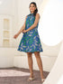 Indigo Pure Cotton Tropical Printed A-line Dress