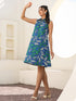Indigo Pure Cotton Tropical Printed A-line Dress