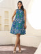 Indigo Pure Cotton Tropical Printed A-line Dress