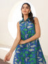 Indigo Pure Cotton Tropical Printed A-line Dress