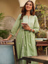 Light Green Pure Cotton Embroidered A-line Kurta Pant Set
