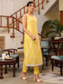 Yellow Pure Cotton Embroidered Straight Kurta Pant Set