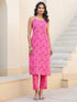 Pink Pure Cotton Floral Printed Straight Kurta Pant Set