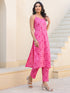 Pink Pure Cotton Floral Printed Straight Kurta Pant Set