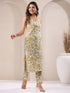 White Pure Cotton Floral Printed Straight Kurta Set