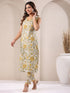 White Pure Cotton Floral Printed Straight Kurta Set